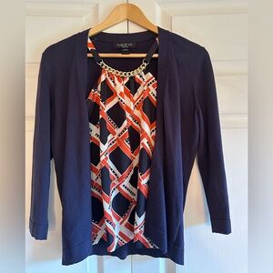 August Silk Petite M cardigan with attached top,